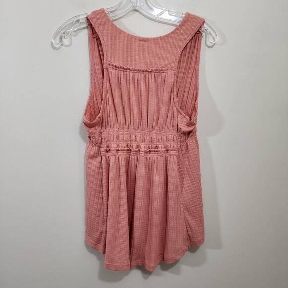 Free People  beach bound deep v-neck tie front peach tank top womans size medium - Picture 4 of 10